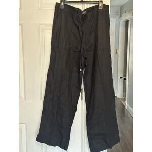 Lauren Ralph Lauren Black Label 100% Linen Pants Sz 14 Drawstring Chino Beachy